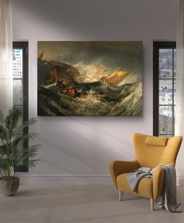 The_Wreck_of_a_Transport_Ship,_A_Painting_by_JMW_Turner,_Wall_D�cor,_Framed_Canvas,_Multicolor