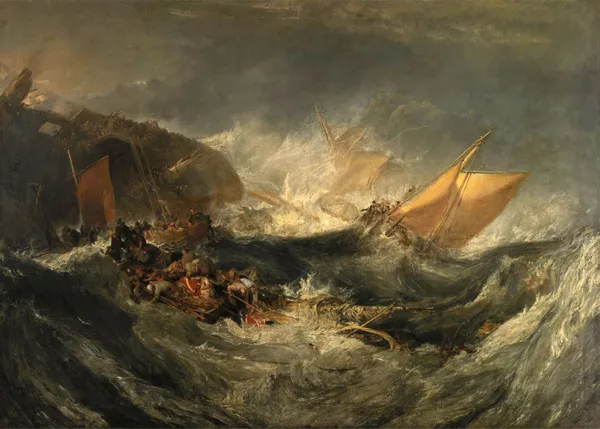 The_Wreck_of_a_Transport_Ship,_A_Painting_by_JMW_Turner,_Wall_D�cor,_Framed_Canvas,_Multicolor