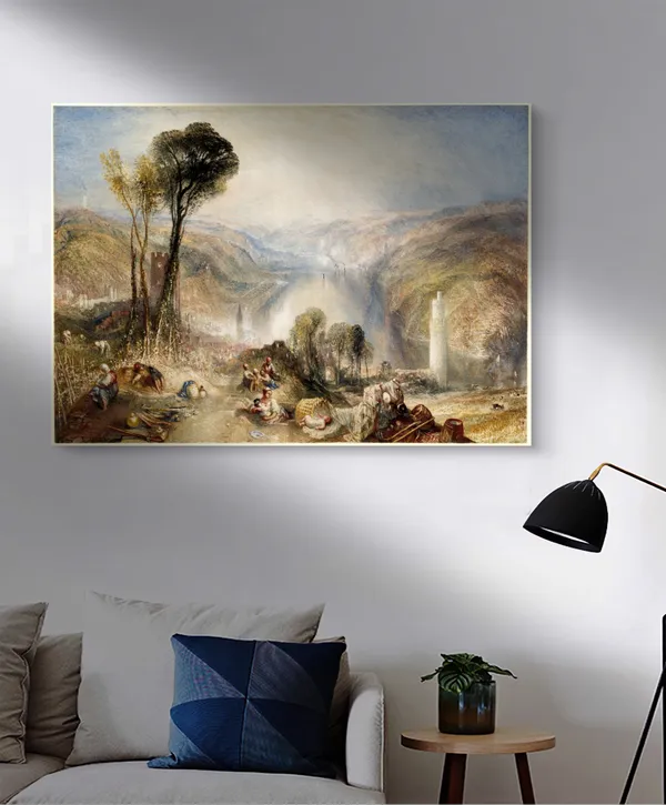 View_of_Rhine_River_from_Oberwesel,_A_Painting_by_JMW_Turner,_Wall_D�cor,_Framed_Canvas,_Multicolor