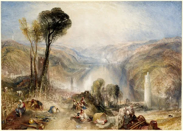View_of_Rhine_River_from_Oberwesel,_A_Painting_by_JMW_Turner,_Wall_D�cor,_Framed_Canvas,_Multicolor