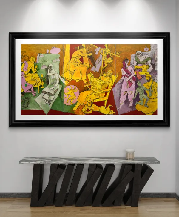 Tale_of_3_Cities*_&_*Modern_India*-_India_Series_Paintings_by_M.F._Husain,_Set_of_2,_Framed,_Wall_Decor,_Multicolor