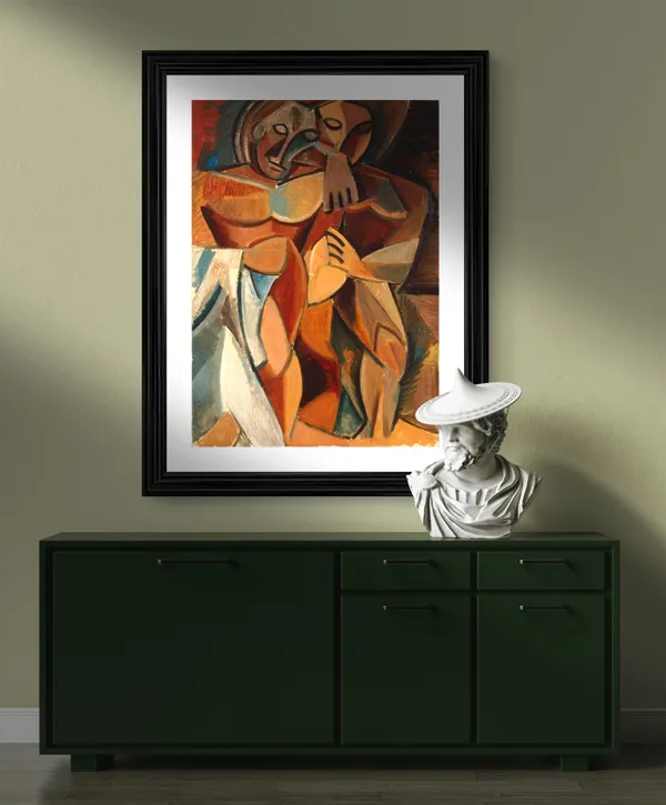Friendship_1908,_A_Painting_by_Pablo_Picasso,_Framed,_Wall_Decor,_Multicolor