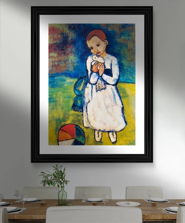 Child_with_A_Dove_1901,_A_Painting_by_Pablo_Picasso,_Framed,_Wall_Decor,_Multicolor