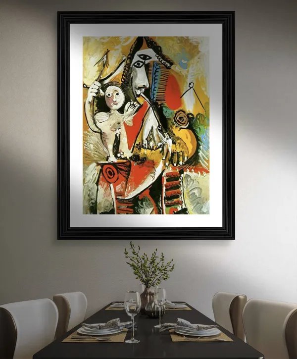 Musketeer_and_Amor_1969,_A_Painting_by_Pablo_Picasso,_Framed,_Wall_Decor,_Multicolor