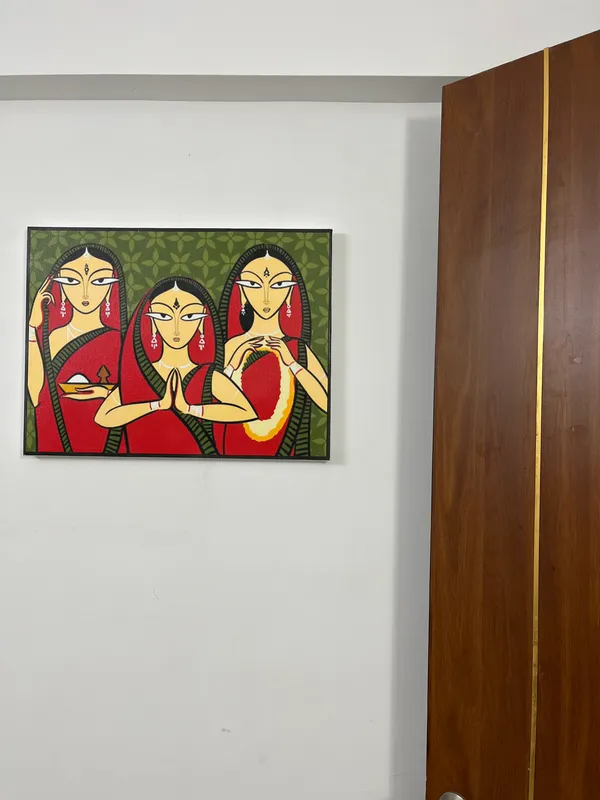 Three_Worshiping_Women*_-_A_Jamini_Roy_Painting,_Framed_Canvas_Wall_Decor,_Multicolor