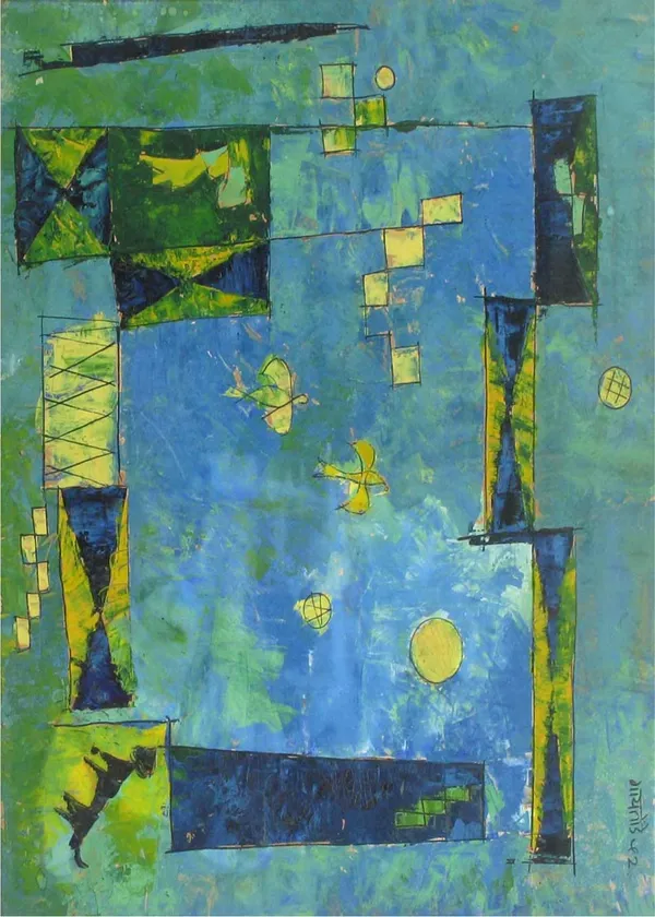 Abstract_/_Modern_Art_Painting_by_Vasudeo_Gaitonde,_Framed,_Wall_D�cor,_Multicolor