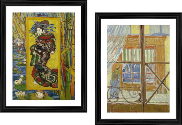 Courtesan_&_View_of_A_Butchers_Shop,Paintings_by_Van_Gogh,_Framed,_Set_of_2,_Multicolor