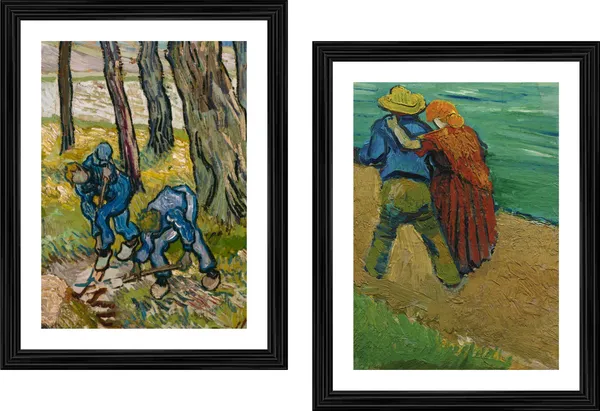 �Two_Diggers_&_Two_Lovers,Paintings_by_Van_Gogh,_Framed,_Set_of_2,_Multicolor
