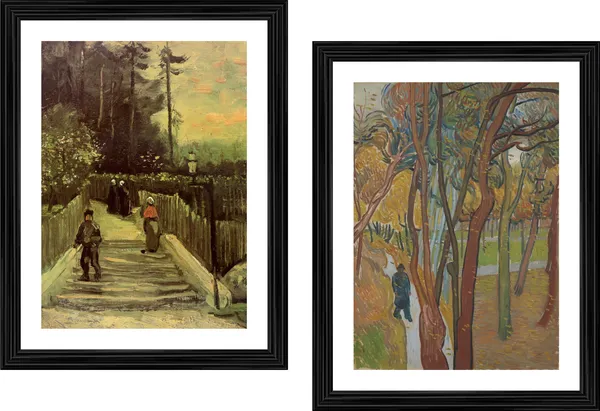 �A_Path_in_Montmartre_&_the_Garden_of_Saint_Paul,Paintings_by_Van_Gogh,_Framed,_Set_of_2,_Multicolor