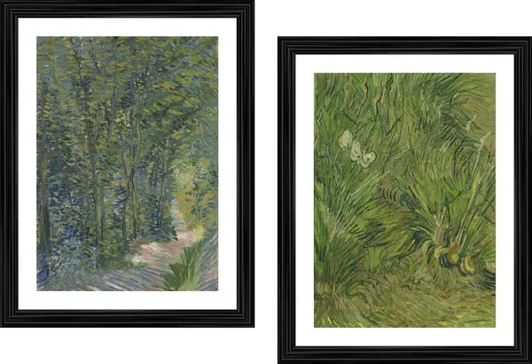 �Path_in_the_Woods_Garden_with_Butterflies,_Paintings_by_Van_Gogh,_Framed,_Set_of_2,_Multicolor