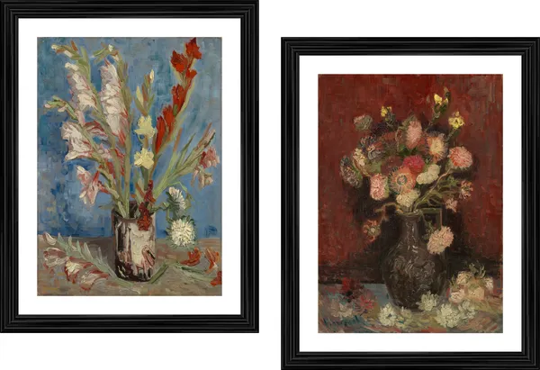 �Vases_with_Gladioli_and_Chinese_Asters,_Paintings_by_Van_Gogh,_Framed,_Set_of_2,_Multicolor