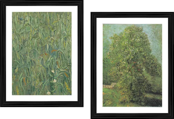 �Ears_of_Wheat_&_Chestnut_Tree_in_Blossom,_Paintings_by_Van_Gogh,_Framed,_Set_of_2,_Multicolor