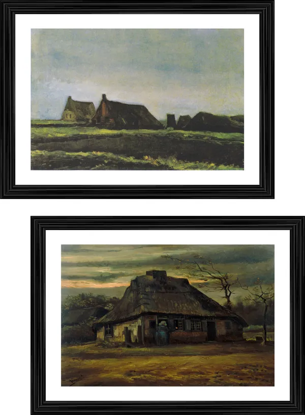 �Cottages_&_the_Cottage,_Paintings_by_Van_Gogh,_Framed,_Set_of_2,_Multicolor