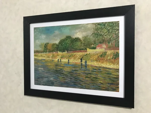 �Bank_of_the_Seine_&_by_the_Seine_,_Paintings_by_Van_Gogh,_Framed,_Set_of_2,_Multicolor