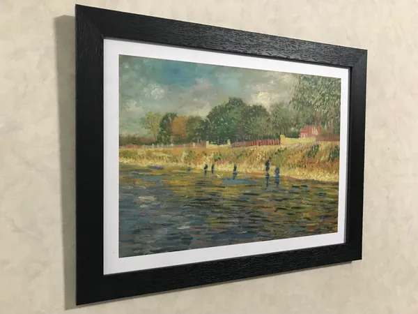 �Bank_of_the_Seine_&_by_the_Seine_,_Paintings_by_Van_Gogh,_Framed,_Set_of_2,_Multicolor