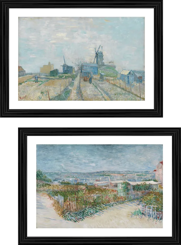 �Windmills_and_Allotments_at_Montmartre,_Paintings_by_Van_Gogh,_Framed,_Set_of_2,_Multicolor