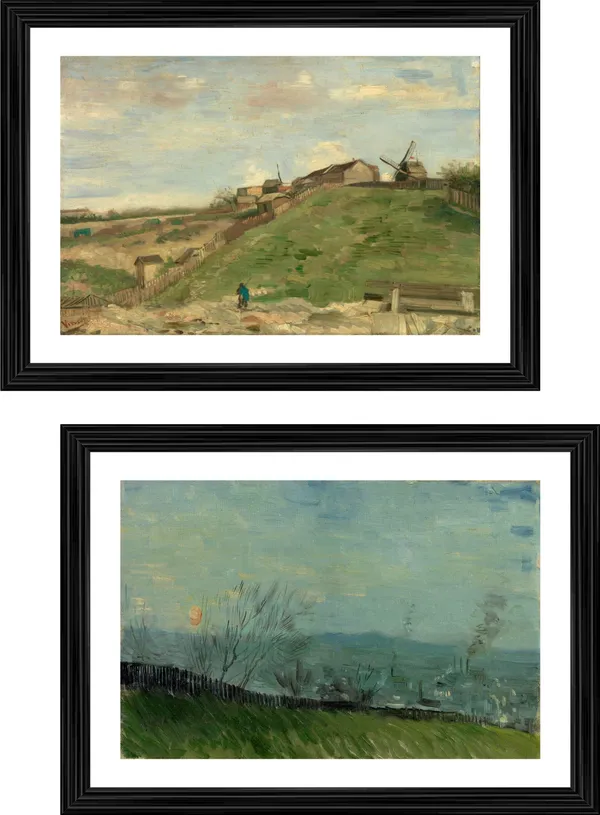 �The_Hill,_Stone_Quarry_&_Sunset_in_Montmartre,_Paintings_by_Van_Gogh,_Framed,_Set_of_2,_Multicolor