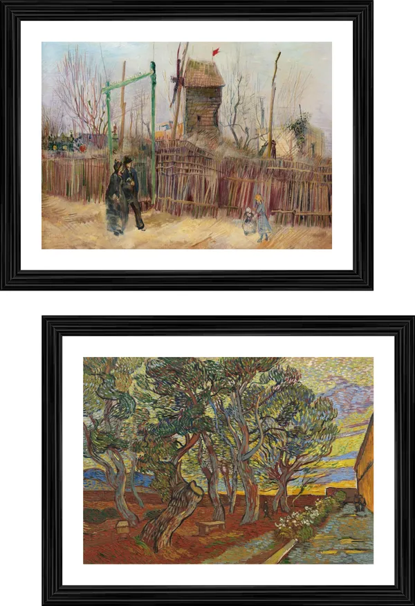 �Street_in_Montmartre_&_Garden_of_the_Asylum,_Paintings_by_Van_Gogh,_Framed,_Set_of_2,_Multicolor