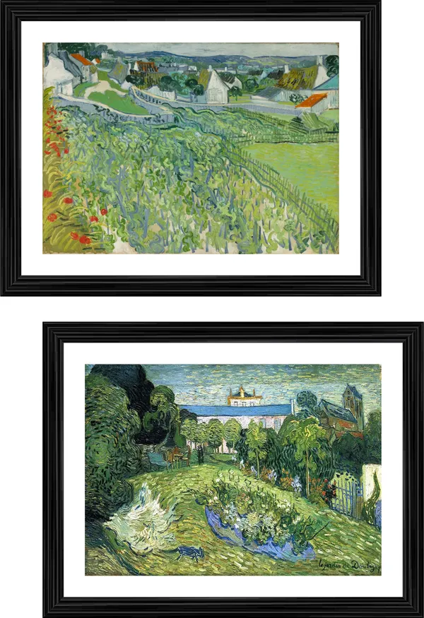 �Vineyards_at_Auvers_&_Daubignys_Garden,_Paintings_by_Van_Gogh,_Framed,_Set_of_2,_Multicolor