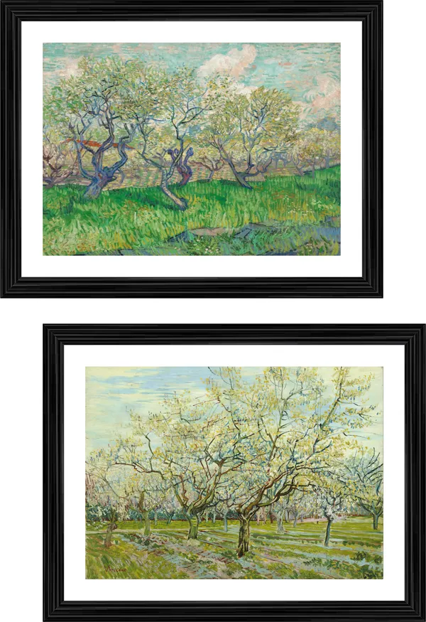 Orchard_in_Blossom_&_the_White_Orchard_,_Paintings_by_Van_Gogh,_Framed,_Set_of_2,_Multicolor