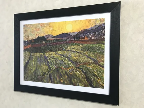 Wheatfield_&_the_Rising_Sun,_Paintings_by_Van_Gogh,_Framed,_Set_of_2,_Multicolor,_Multicolor