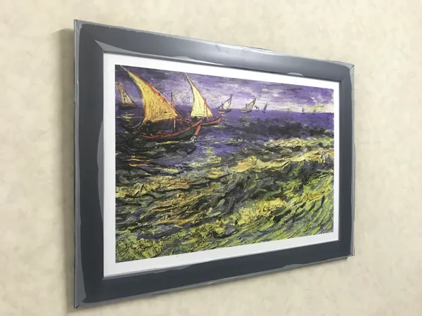 �Seascapes_at_Les_Saintes-Maries,_Paintings_by_Van_Gogh,_Framed,_Set_of_2,_Multicolor