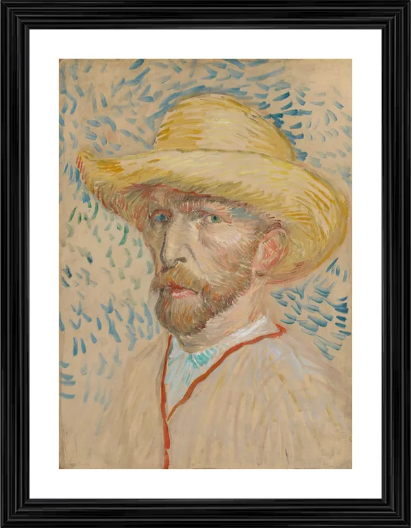 Self-Portrait_with_Straw_Hat_1886,_A_Painting_by_Van_Gogh,_Framed,_Wall_Decor,_Multicolor