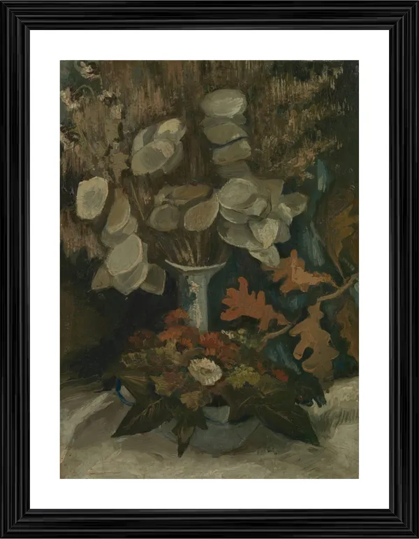 Vase_with_Honesty_1884,_A_Painting_by_Van_Gogh,_Framed,_Wall_Decor,_Multicolor