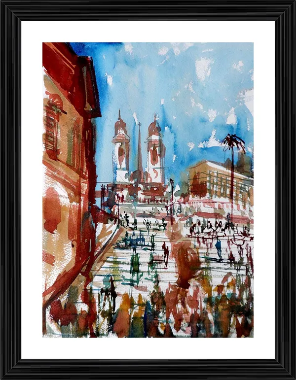 Spanish_Steps_in_Rome_1886,_A_Painting_by_Van_Gogh,_Framed,_Wall_Decor,_Multicolor