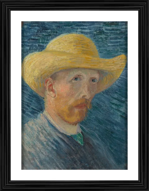 Self-Portrait_with_Straw_Hat_1887,_A_Painting_by_Van_Gogh,_Framed,_Wall_Decor,_Multicolor