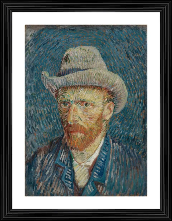 Self-Portrait_with_Grey_Felt_Hat_1887,_A_Painting_by_Van_Gogh,_Framed,_Wall_Decor,_Multicolor