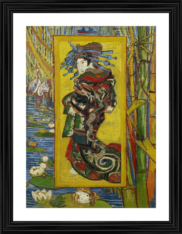 Courtesan_after_Eisen_1887,_A_Painting_by_Van_Gogh,_Framed,_Wall_Decor,_Multicolor