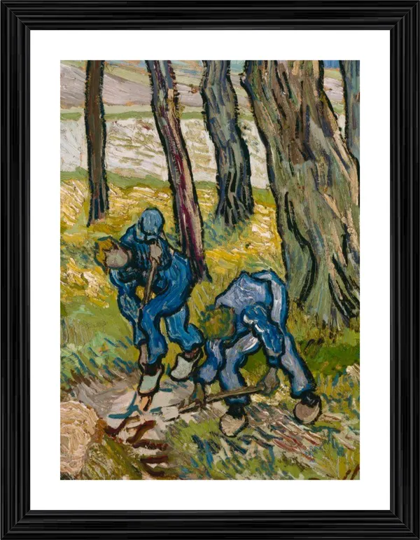 Two_Diggers_Among_Trees_1889,_A_Painting_by_Van_Gogh,_Framed,_Wall_Decor,_Multicolor