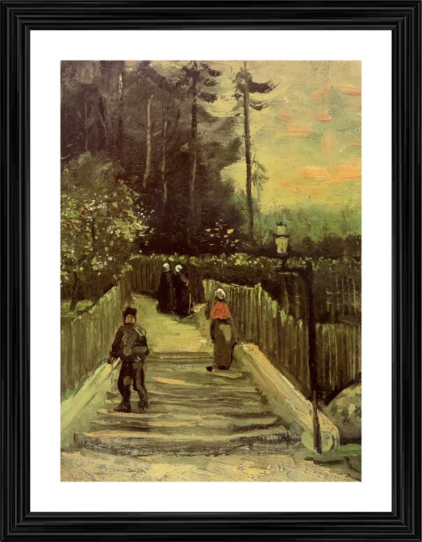 Sloping_Path_in_Montmartre_1886,_A_Painting_by_Van_Gogh,_Framed,_Wall_Decor,_Multicolor