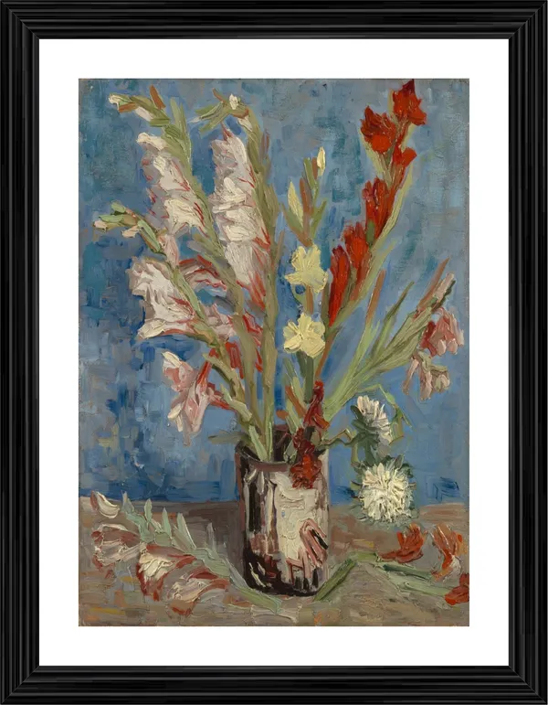 Vase_with_Gladioli_and_Chinese_Asters_1886,_A_Painting_by_Van_Gogh,_Framed,_Wall_Decor,_Multicolor