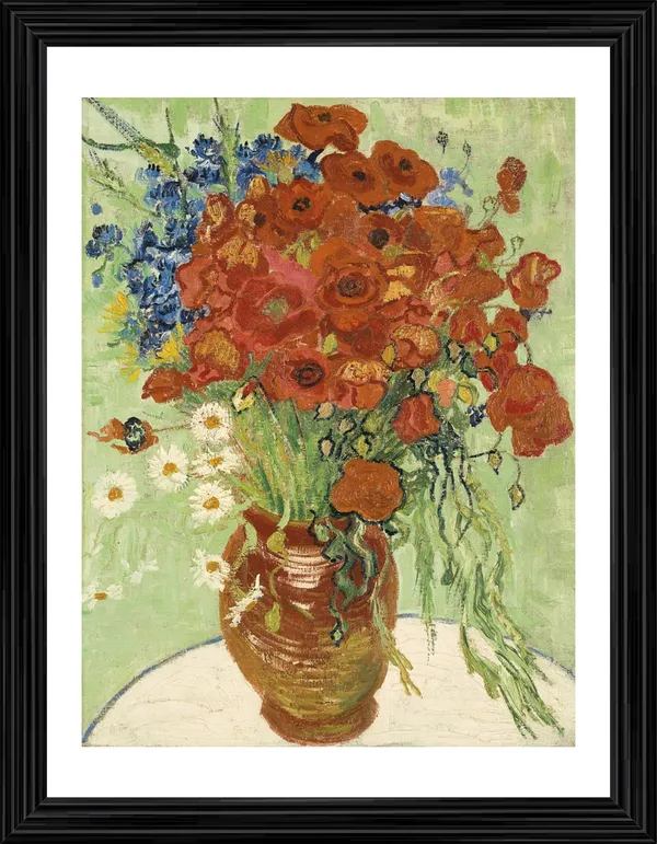 Vase_with_Cornflowers_and_Poppies_1887,_A_Painting_by_Van_Gogh,_Framed,_Wall_Decor,_Multicolor