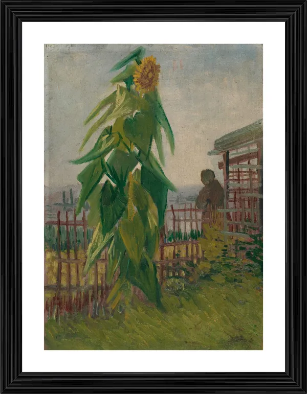 Allotment_with_Sunflower_1887,_A_Painting_by_Van_Gogh,_Framed,_Wall_Decor,_Multicolor
