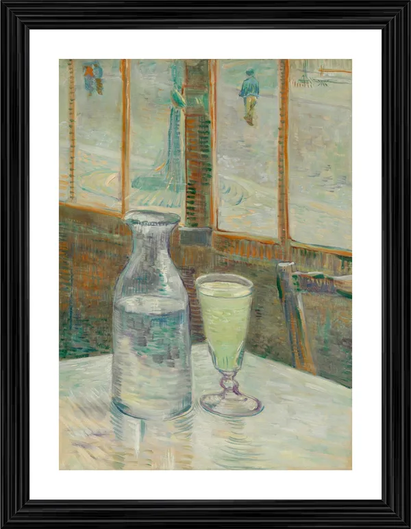 Cafe_Table_with_Absinthe_1887,_A_Painting_by_Van_Gogh,_Framed,_Wall_Decor,_Multicolor