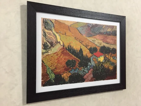 Landscape_with_House_and_Ploughman_1889,_A_Painting_by_Van_Gogh,_Framed,_Wall_Decor,_Multicolor