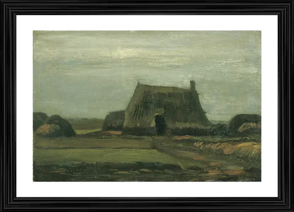 Farm_with_Stacks_of_Peat_1883,_A_Painting_by_Van_Gogh,_Framed,_Wall_Decor,_Multicolor
