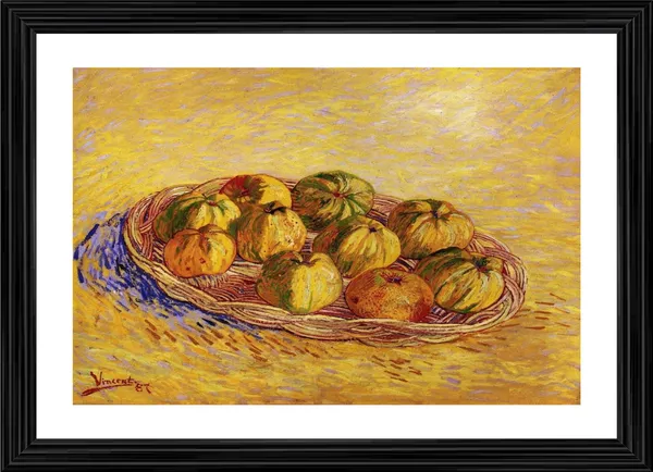 Still_Life_with_Basket_of_Apples_1887,_A_Painting_by_Van_Gogh,_Framed,_Wall_Decor,_Multicolor