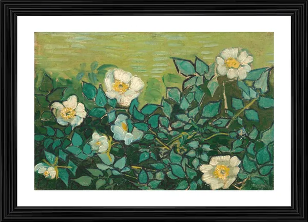 Wild_Roses_1889,_A_Painting_by_Van_Gogh,_Framed,_Wall_Decor,_Multicolor
