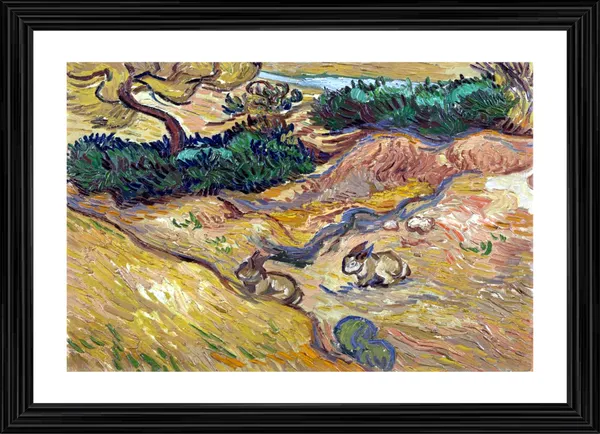 Landscape_with_Rabbits_1889,_A_Painting_by_Van_Gogh,_Framed,_Wall_Decor,_Multicolor