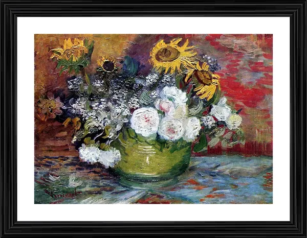 Still_Life_with_Roses_and_Sunflowers_1886,_A_Painting_by_Van_Gogh,_Framed,_Wall_Decor,_Multicolor