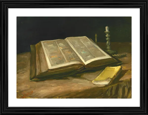 Still_Life_with_Bible_1885,_A_Painting_by_Van_Gogh,_Framed,_Wall_Decor,_Multicolor
