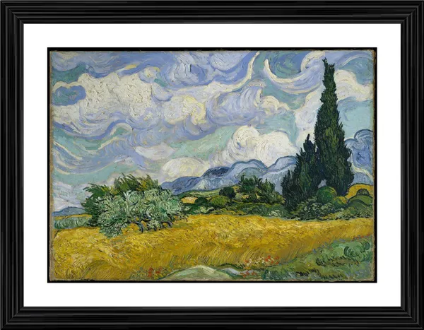 The_Cypress_and_the_Wheatfield_1889,_A_Painting_by_Van_Gogh,_Framed,_Wall_Decor,_Multicolor