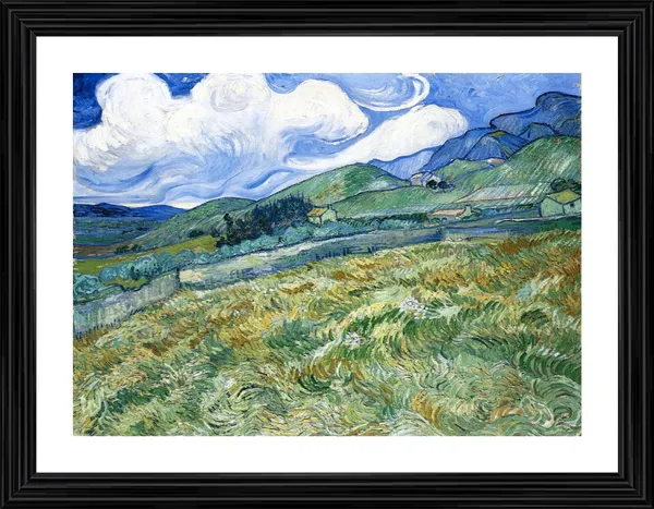 Wheatfield_and_Mountains_1889,_A_Painting_by_Van_Gogh,_Framed,_Wall_Decor,_Multicolor