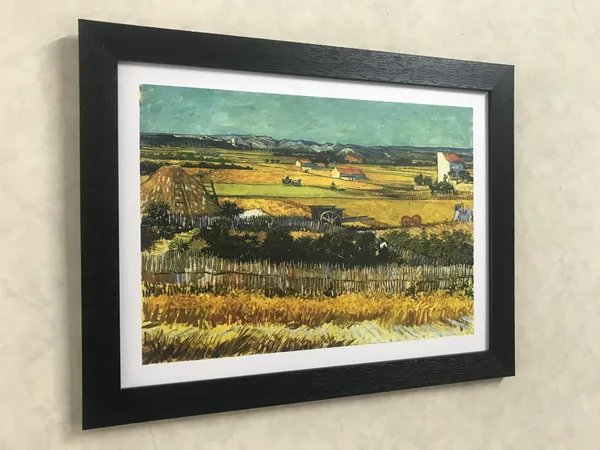 The_Harvest_1888,_A_Painting_by_Van_Gogh,_Framed,_Wall_Decor,_Multicolor