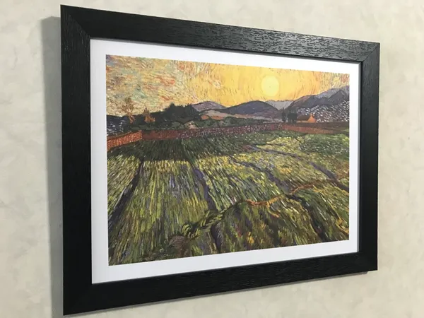 Wheat_Field_with_Rising_Sun_1889,_A_Painting_by_Van_Gogh,_Framed,_Wall_Decor,_Multicolor