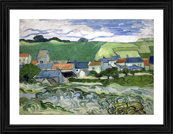 View_of_Auvers_1890,_A_Painting_by_Van_Gogh,_Framed,_Wall_Decor,_Multicolor